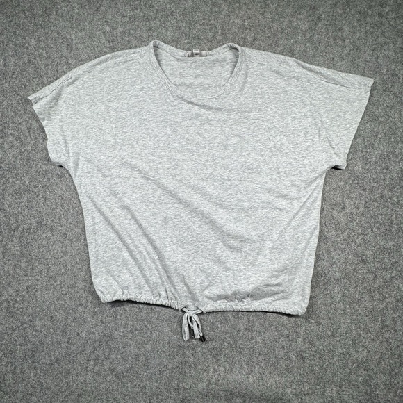 Grey & Gray Short Sleeve Top Womens XL Grey Front Bottom Tie Casual - Picture 1 of 8